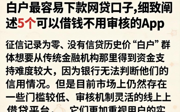 白户最容易下款网贷口子，细致阐述5个可以借钱不用审核的app