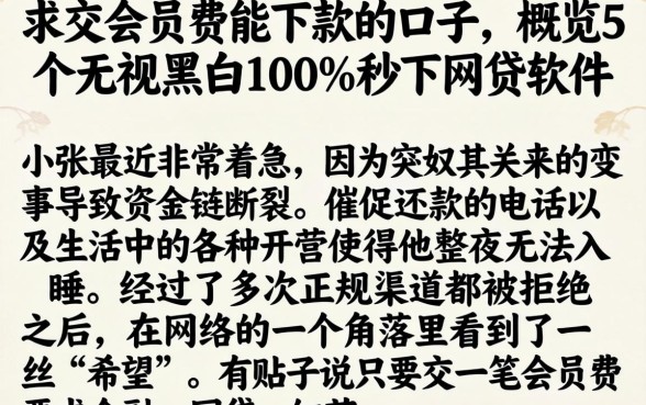求交会员费能下款的口子，概览5个无视黑白100%秒下网贷软件
