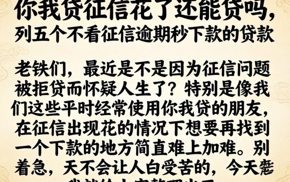你我贷征信花了还能贷吗，条列五个不看征信逾期秒下款的贷款