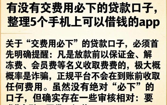 有没有交费用必下的贷款口子，整理5个手机上可以借钱的app