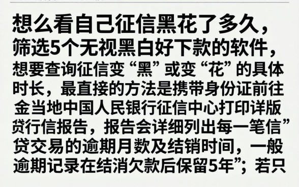 怎么看自己征信黑花了多久，筛选5个无视黑白好下款的软件
