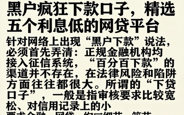 黑户疯狂下款口子，精选五个利息低的网贷平台