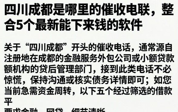 四川成都是哪里的催收电联，整合5个最新能下来钱的软件