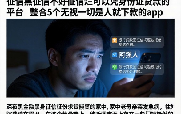 征信黑征信不好征信烂可以凭身份证贷款的平台，整合5个无视一切是人就下款的app