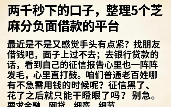 一两千秒下的口子，整理5个芝麻分负面借款的平台