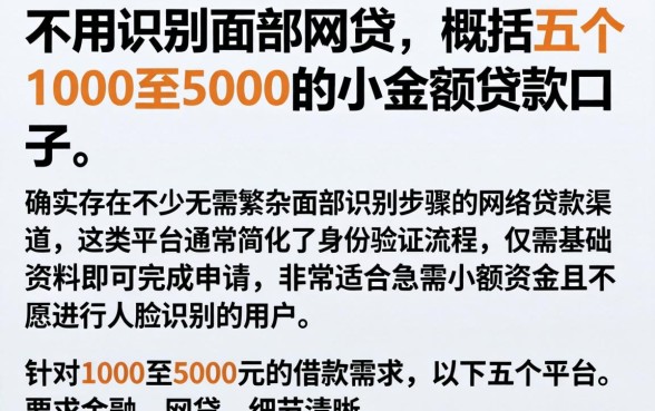 不用识别面部的网贷，概括五个1000至5000的小额贷款口子
