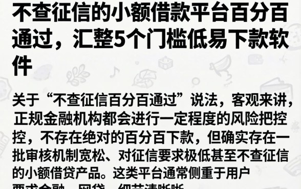 不查征信的小额借款平台百分百通过，汇整5个门槛低易下款软件