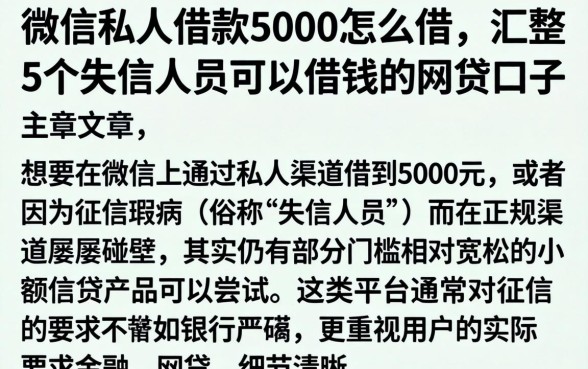 微信私人借款5000怎么借，汇整5个失信人员可以借钱的网贷口子