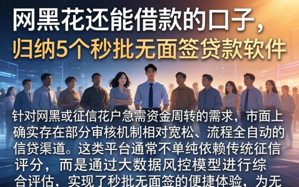 网黑花还能借款的口子，归纳5个秒批无面签贷款软件