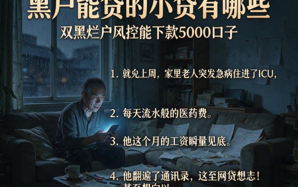 黑户能贷的小贷有哪些，细致阐述五个双黑烂户风控能下款5000口子