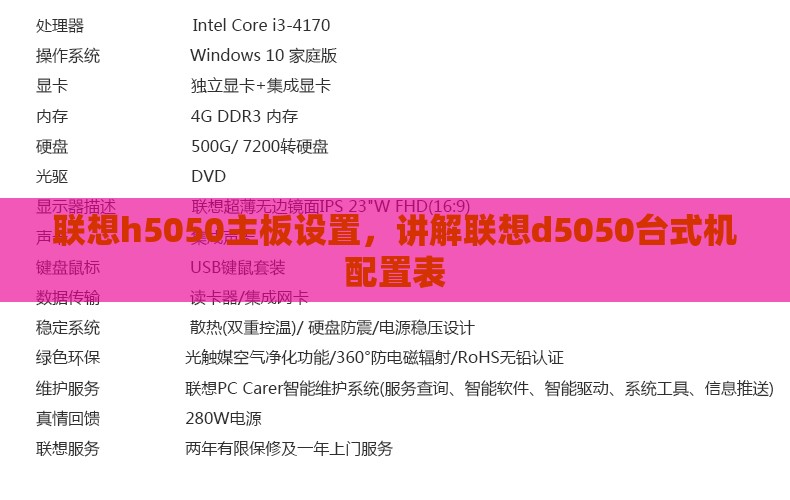 联想h5050主板设置，讲解联想d5050台式机配置表