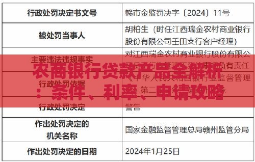 农商银行贷款产品全解析：条件、利率、申请攻略