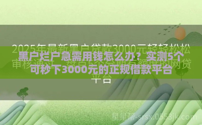 黑户烂户急需用钱怎么办？实测5个可秒下3000元的正规借款平台