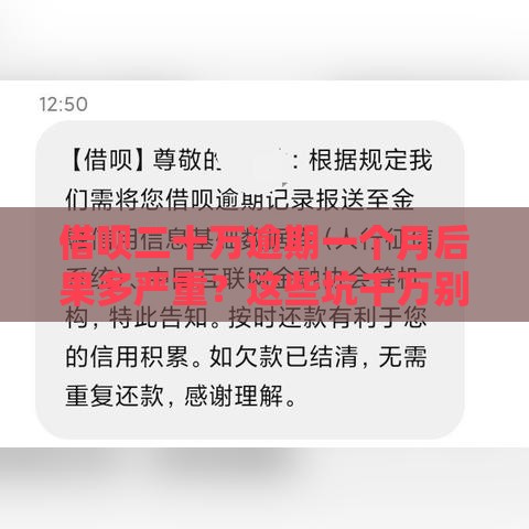 借呗二十万逾期一个月后果多严重？这些坑千万别踩！