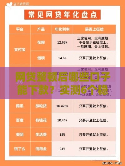 网贷整顿后哪些口子能下款？实测6个稳当平台
