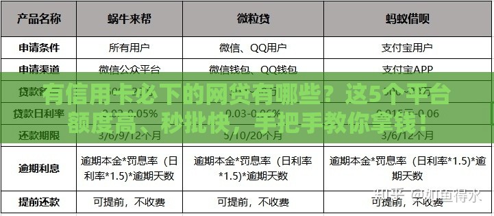 有信用卡必下的网贷有哪些？这5个平台额度高、秒批快，手把手教你拿钱！