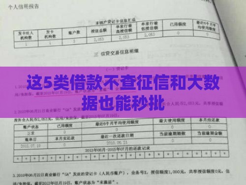 这5类借款不查征信和大数据也能秒批