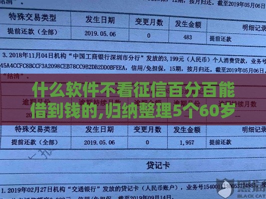 什么软件不看征信百分百能借到钱的,归纳整理5个60岁黑户贷款口子