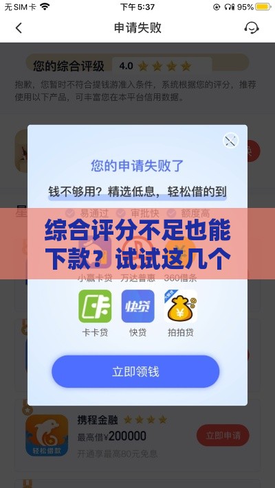 综合评分不足也能下款？试试这几个网贷平台