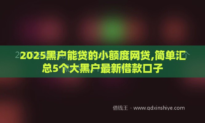 2025黑户能贷的小额度网贷,简单汇总5个大黑户最新借款口子