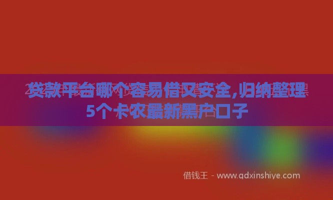 贷款平台哪个容易借又安全,归纳整理5个卡农最新黑户口子