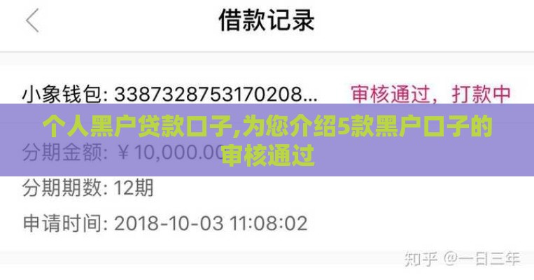 个人黑户贷款口子,为您介绍5款黑户口子的审核通过