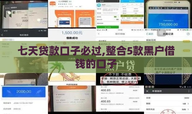 七天贷款口子必过,整合5款黑户借钱的口子