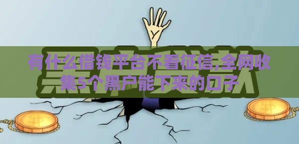 有什么借钱平台不看征信,全网收集5个黑户能下来的口子