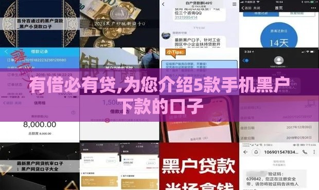 有借必有贷,为您介绍5款手机黑户下款的口子