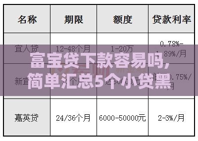 富宝贷下款容易吗,简单汇总5个小贷黑户口子