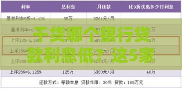 干货哪个银行贷款利息低？这5家靠谱选择帮你省下一大笔！