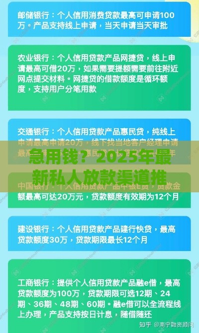 急用钱？2025年最新私人放款渠道推荐