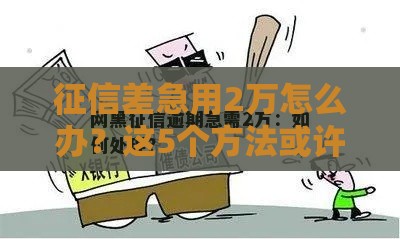 征信差急用2万怎么办？这5个方法或许能帮到你！