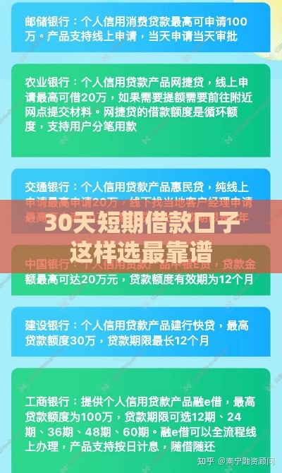 30天短期借款口子这样选最靠谱