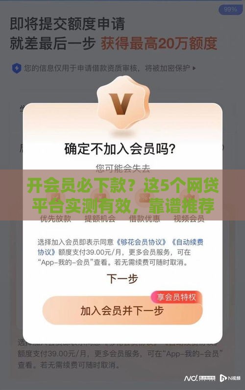 开会员必下款？这5个网贷平台实测有效，靠谱推荐！