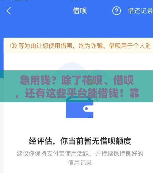 急用钱？除了花呗、借呗，还有这些平台能借钱！靠谱推荐