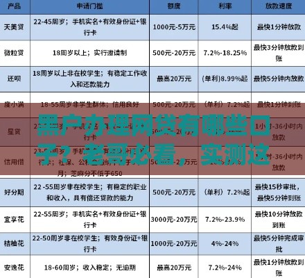 黑户办理网贷有哪些口子？老哥必看，实测这几个还能下款！