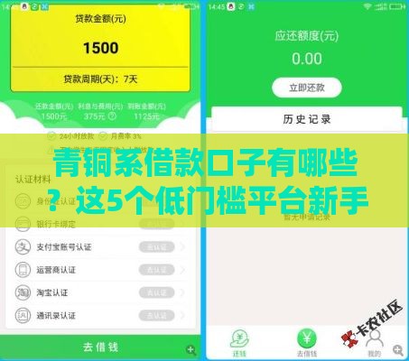 青铜系借款口子有哪些？这5个低门槛平台新手必看
