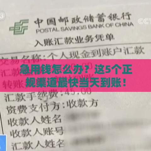 急用钱怎么办？这5个正规渠道最快当天到账！