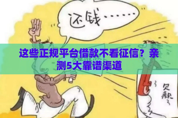 这些正规平台借款不看征信？亲测5大靠谱渠道