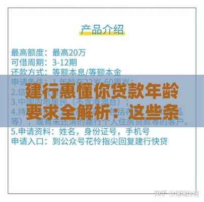 建行惠懂你贷款年龄要求全解析：这些条件你符合吗？