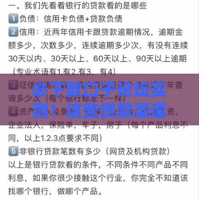 必下款口子论坛实测！这些贷款渠道真的靠谱吗？