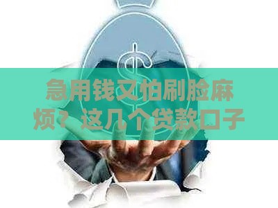 急用钱又怕刷脸麻烦？这几个贷款口子不露脸也能秒到账！