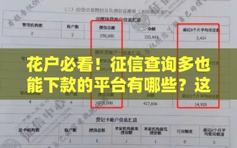 花户必看！征信查询多也能下款的平台有哪些？这些渠道审核宽松又靠谱