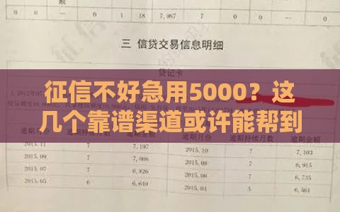 征信不好急用5000？这几个靠谱渠道或许能帮到你！