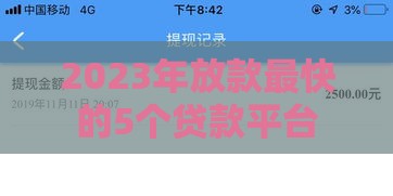 2023年放款最快的5个贷款平台