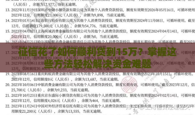 征信花了如何顺利贷到15万？掌握这些方法轻松解决资金难题