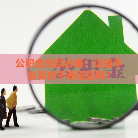公积金贷款必看！这些平台真的不看征信吗？