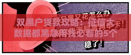 双黑户贷款攻略：征信大数据都黑急用钱必看的5个渠道