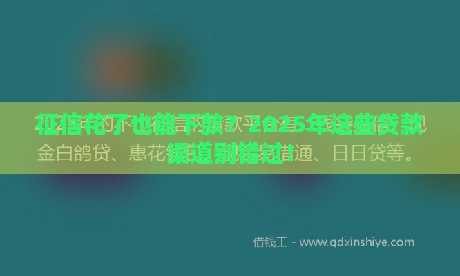 征信花了也能下款？2025年这些贷款渠道别错过！